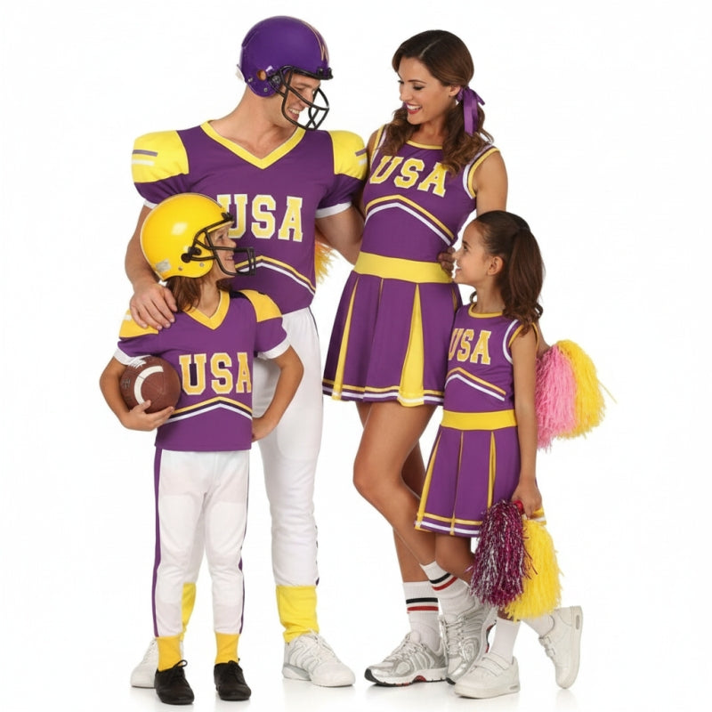 Grupo de Jogadores de Futebol Americano e Cheerleaders