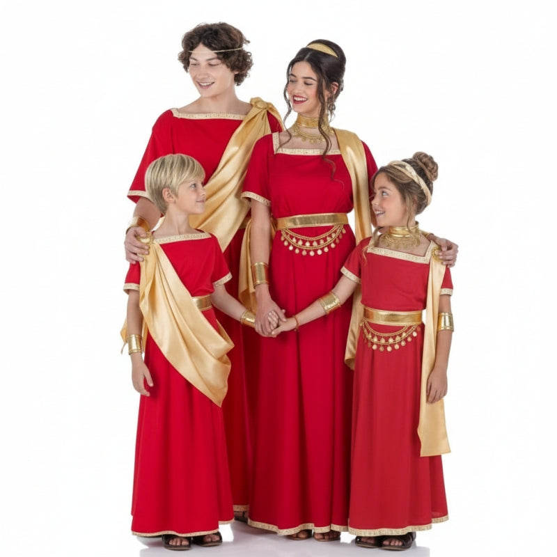 Grupo de Romanos de vermelho e dourado