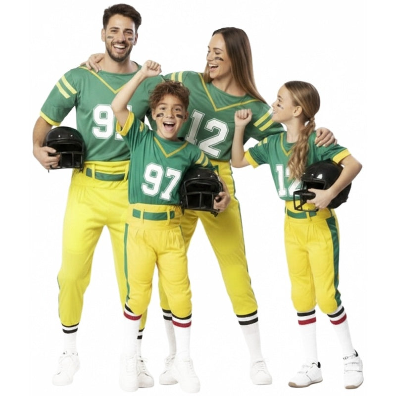 Grupo de Jogadores de futebol americano com uniformes verdes