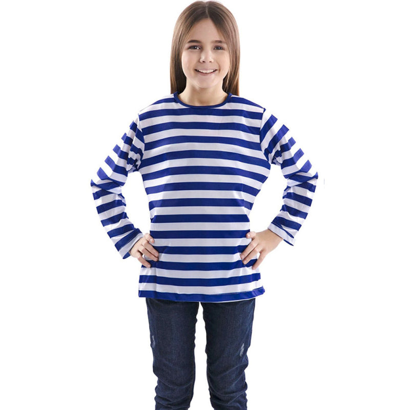 Camiseta de Rayas Azules y Blancas infantil Niña