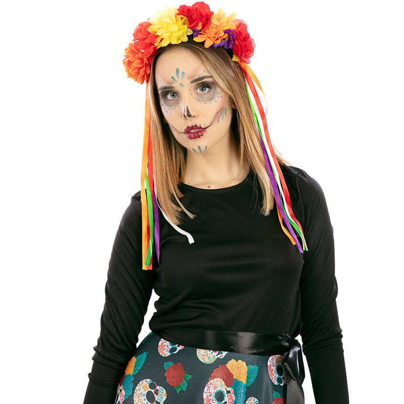 Diadema Día de los Muertos con cintas