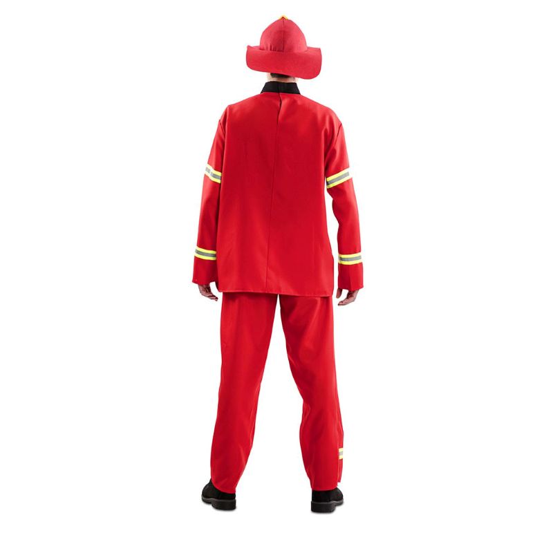 Disfraz Bombero Rojo Clásico adulto unisex Espalda