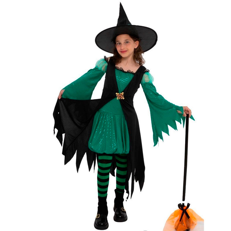 Disfraz de Bruja Verde Esmeralda para niña