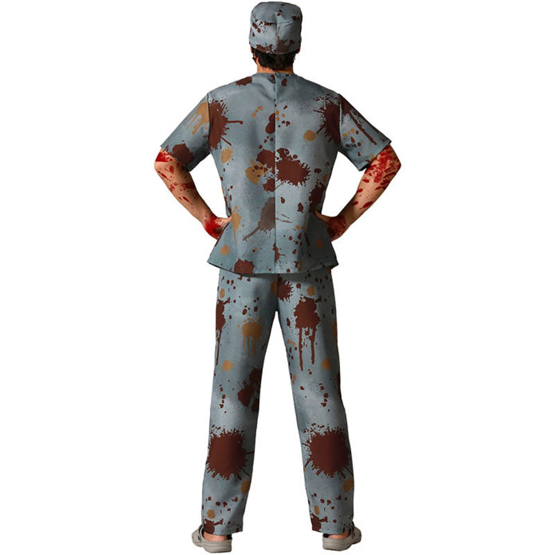 Disfraz de Cirujano gris ensangrentado para hombre Espalda
