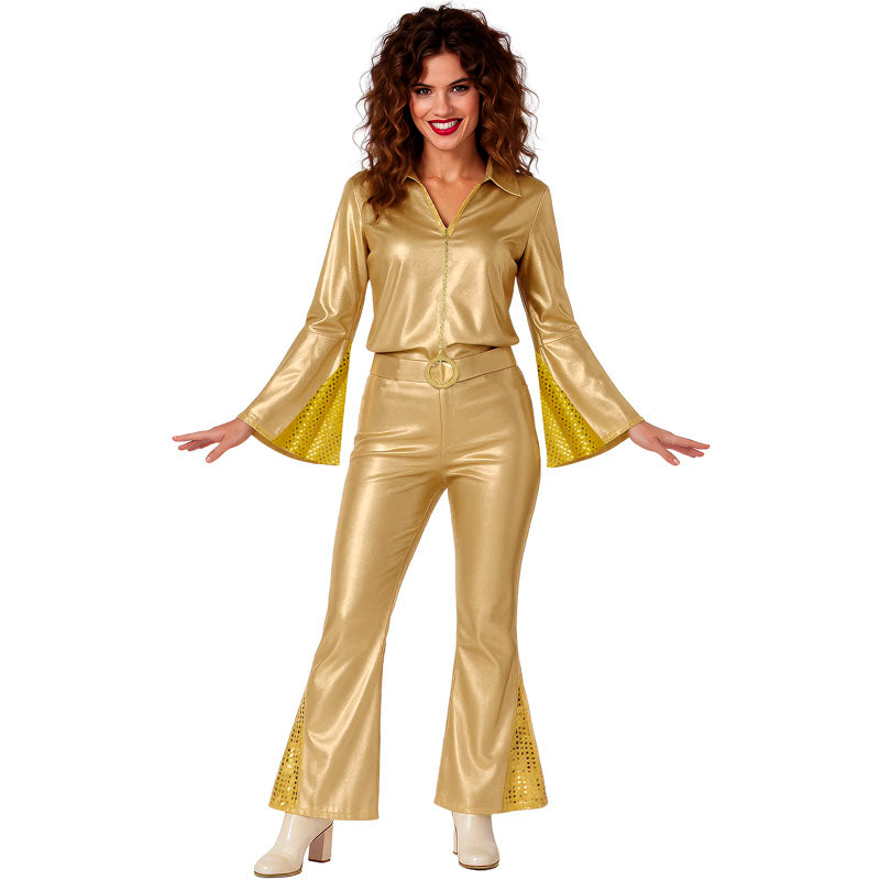 Disfraz de Disco Cowboy oro para mujer
