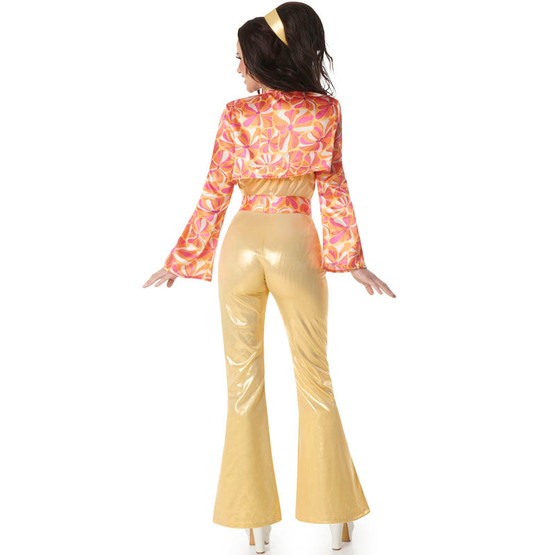 Disfraz de Disco dorado años 70 para mujer Espalda