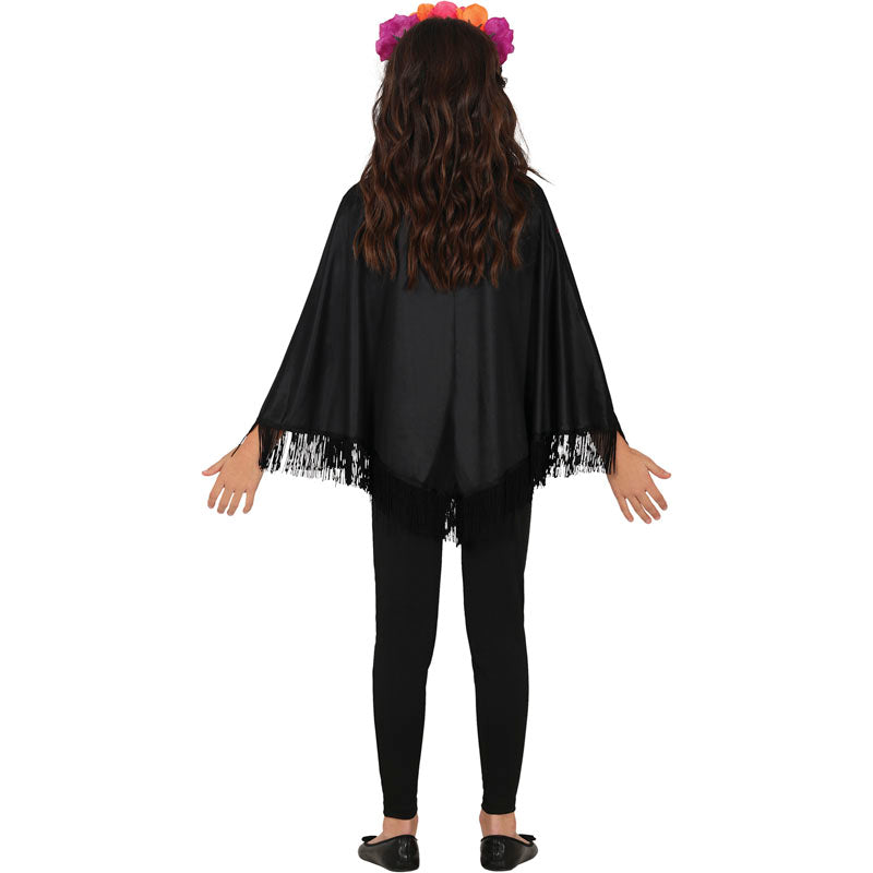 Disfraz de Poncho Catrina para niña Espalda