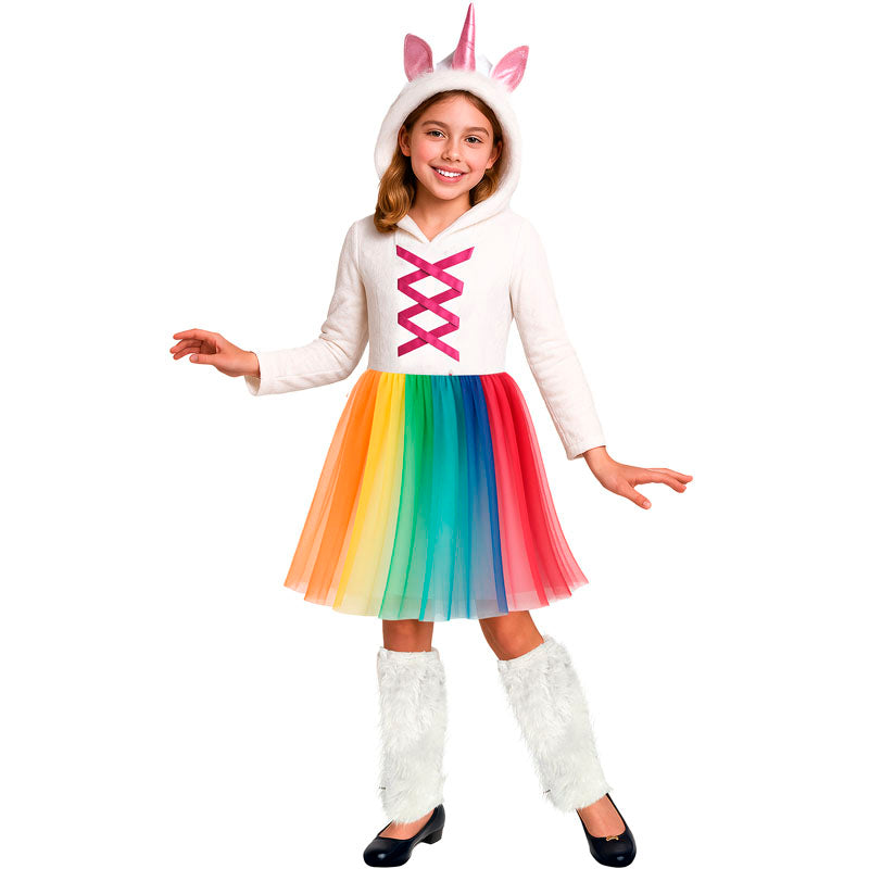 Fato de Unicórnio multicolorido para menina