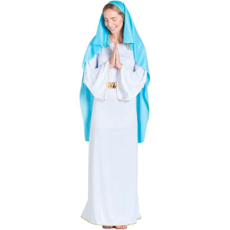 Disfraz de Virgen María con manto para mujer