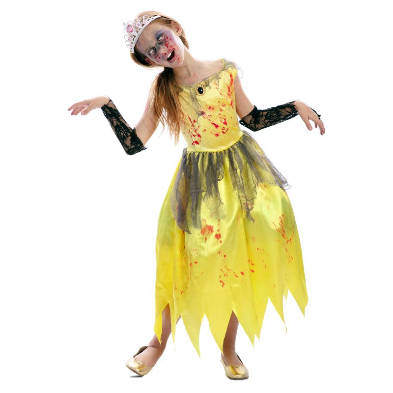 Disfraz de Princesa Amarilla Zombie para niña Bis