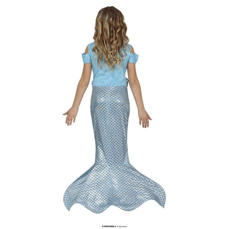 Disfraz de Sirena Azul Fantasía para niña Espalda