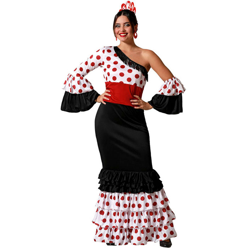 Disfraz para mujer de Flamenca negra con lunares