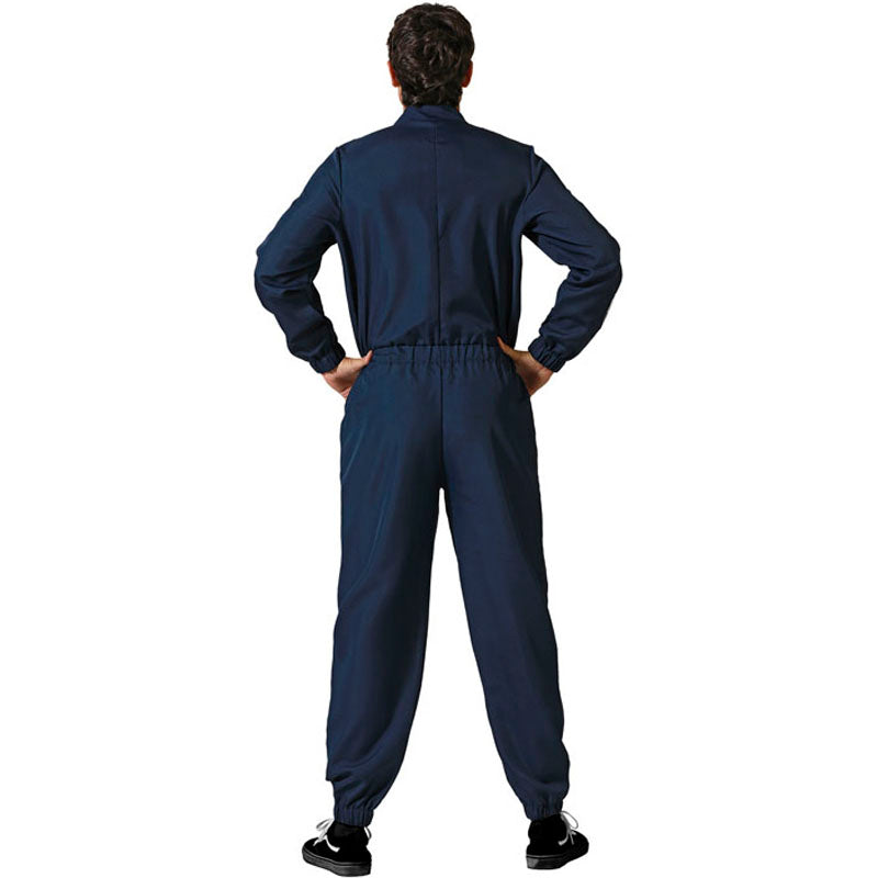 Disfraz para adulto de Piloto de carreras azul Espalda