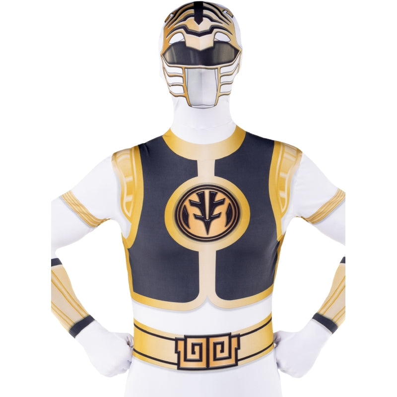 Disfraz de Power Ranger Blanco Segunda piel adulto unisex Detalle