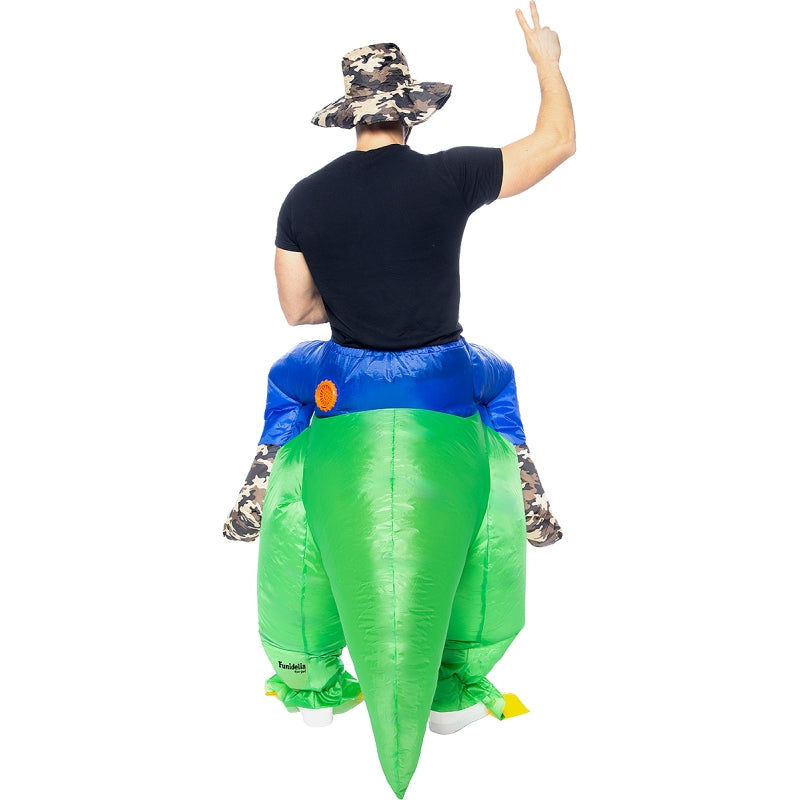 Disfraz de Dinosaurio Explorador Hinchable a Hombros adulto unisex Espalda