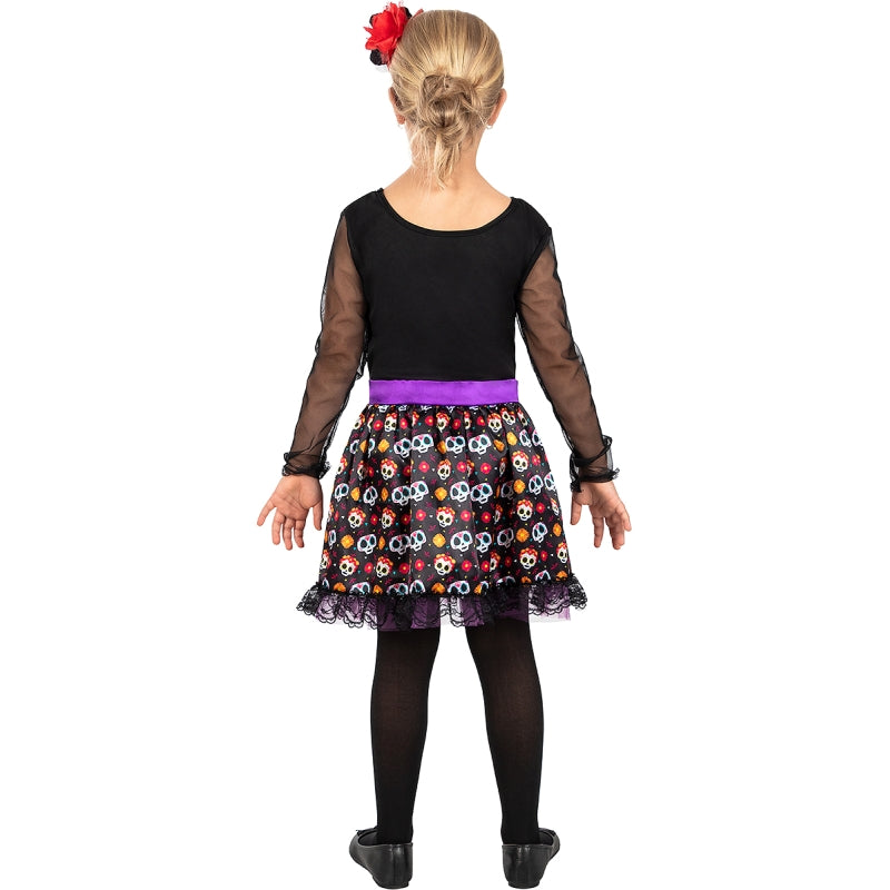 Disfraz de Esqueleto Día de los Muertos para niña Espalda