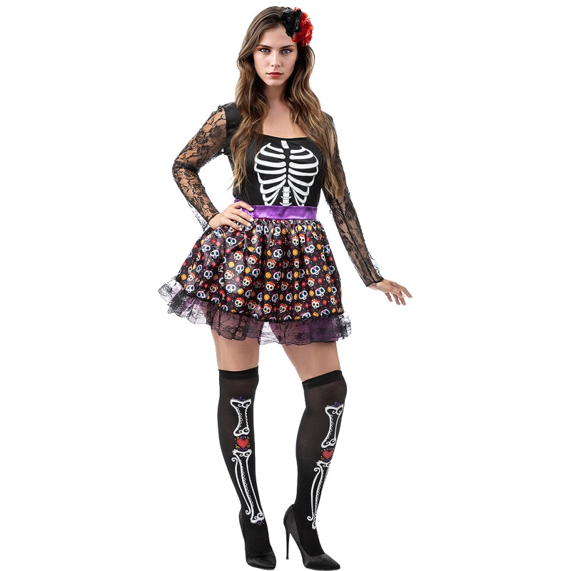 Disfraz de Catrina con encaje para mujer Bis