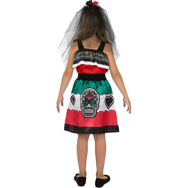 Disfraz de Catrina para niña Espalda