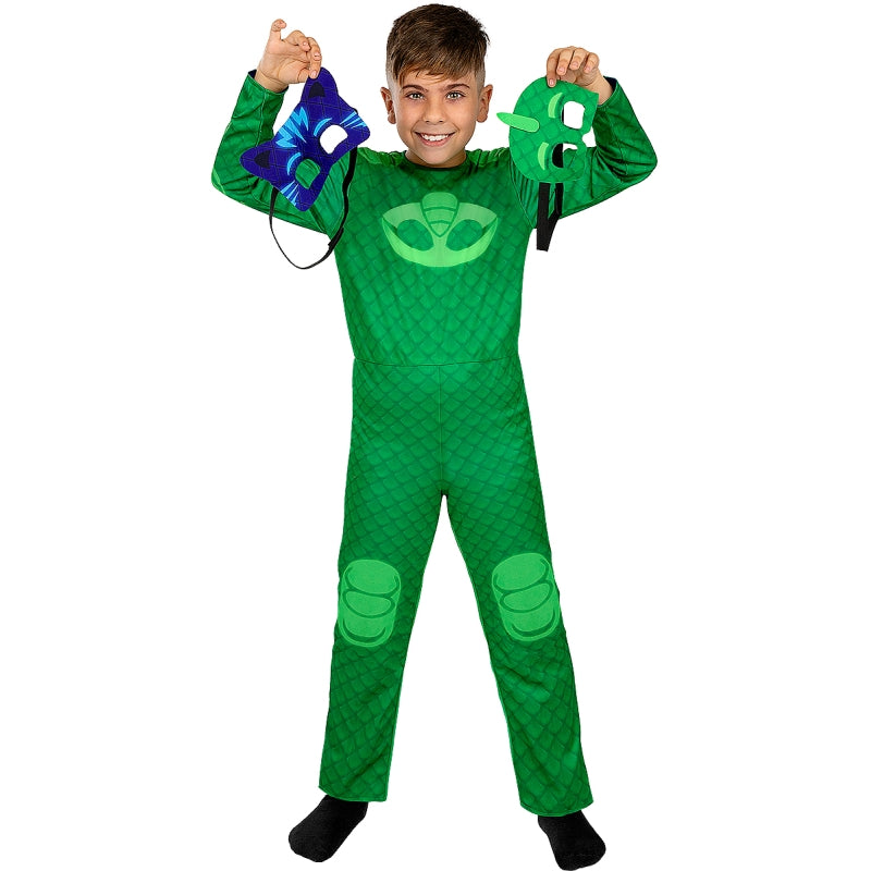 Disfraz de Gatuno y Gekko reversible de Pj Masks para niño Detalle Bis