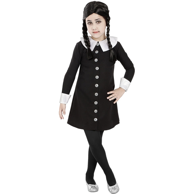 Disfraz de Miércoles Addams de La Familia Addams para niña Bis