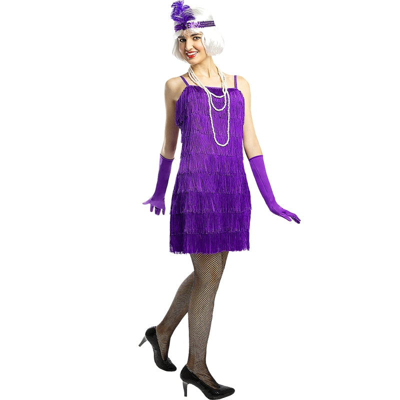 Disfraz de Charlestón Flecos Violeta para mujer