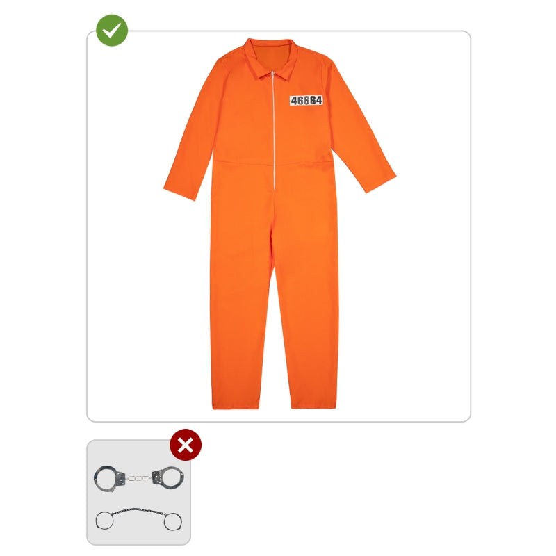 Disfraz de Convicto Naranja para hombre Contenido