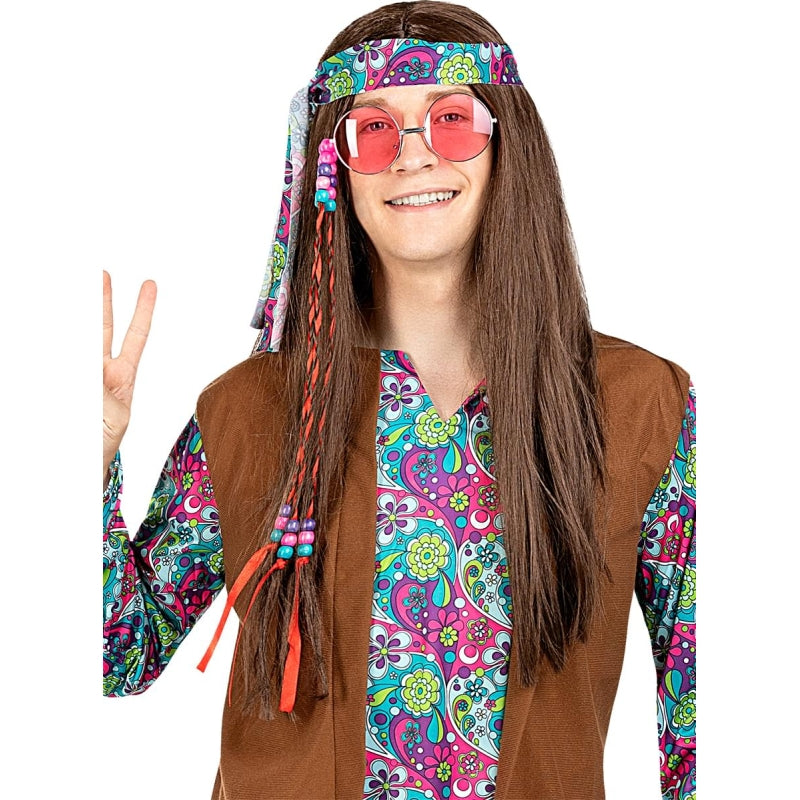 Disfraz de Hippie Paz y Amor para hombre Estampado