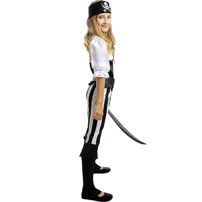 Disfraz de Pirata a rayas Black&White Collection para niña Perfil