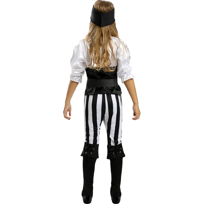 Disfraz de Pirata a rayas Black&White Collection para niña Espalda