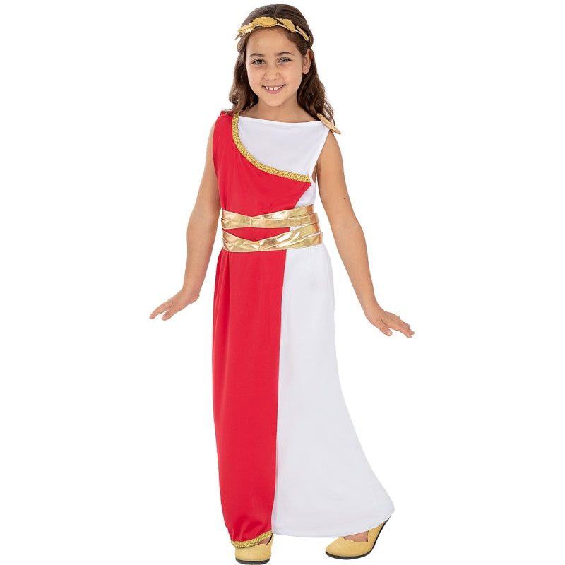 Disfraz de Romana Blanca con toga para niña Bis