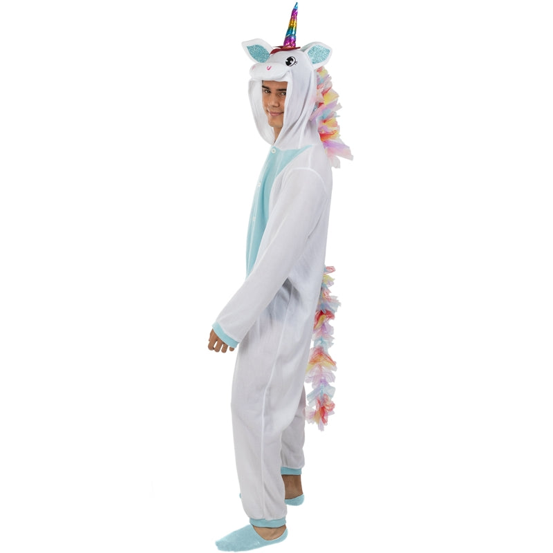 Disfraz de Unicornio Azul y Blanco Onesie adulto unisex Perfil