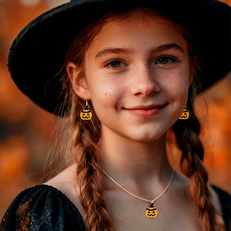 Kit Pendientes y collar calabazas