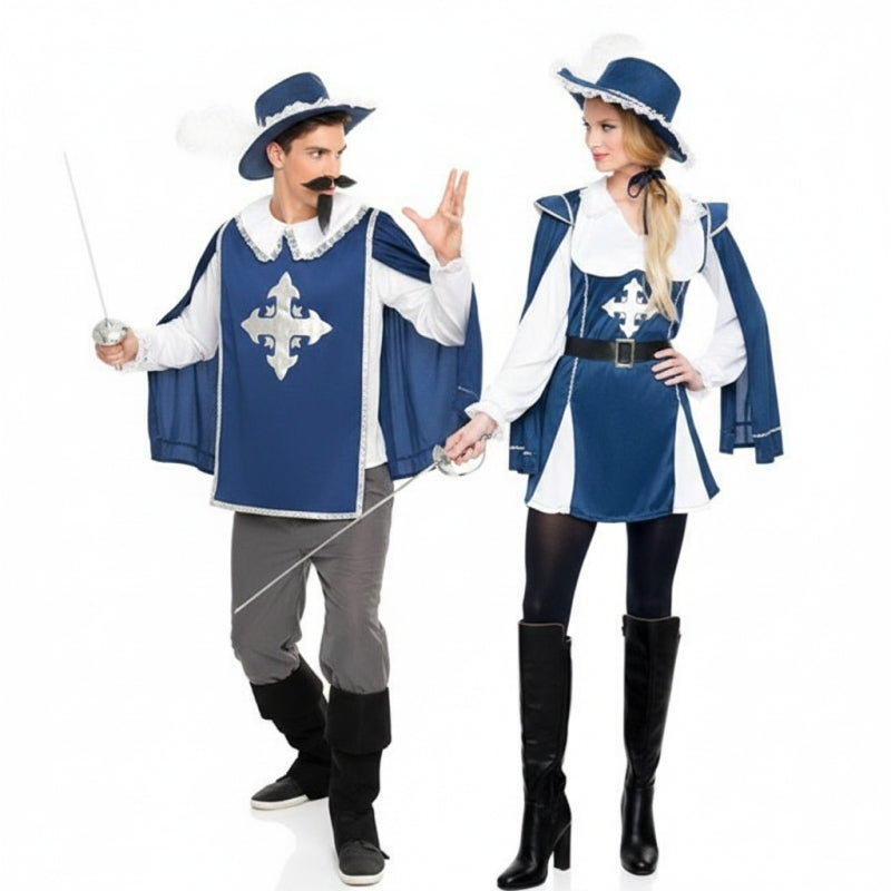 Fatos de casal Mosqueteiros azuis