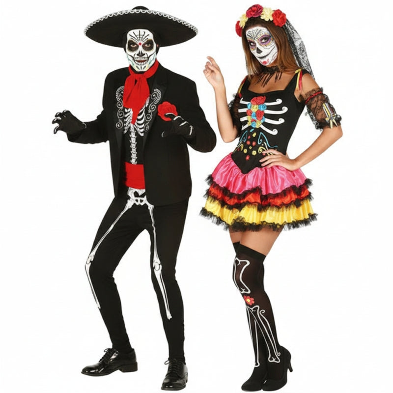 Fato de casal Noivos Esqueletos Mexicanos