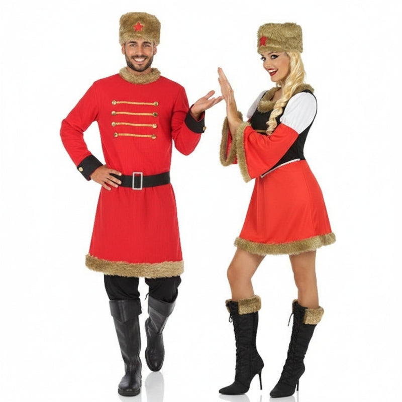 Fatos de casal russo vermelho