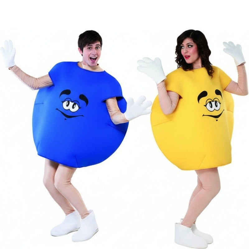 Fatos de casal Bombom azul e amarelo