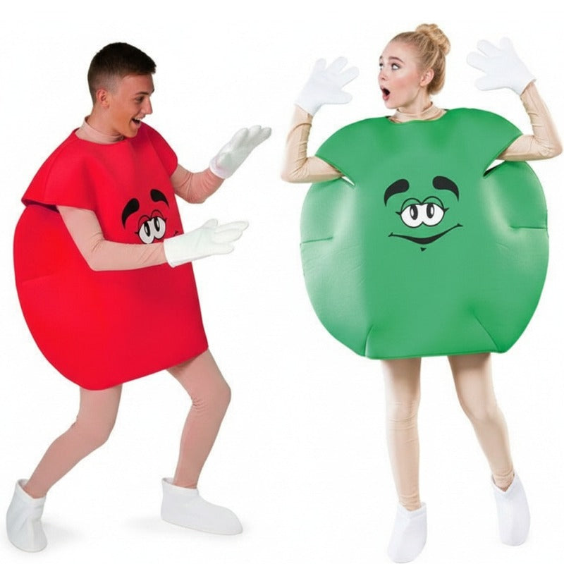 Fatos de casal doces vermelho e verde
