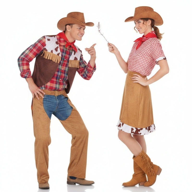 Fatos de casal Cowboy americanos