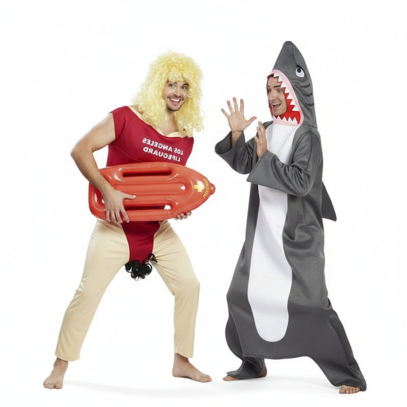 Fatos de casal Salva-vidas Baywatch e Tubarão