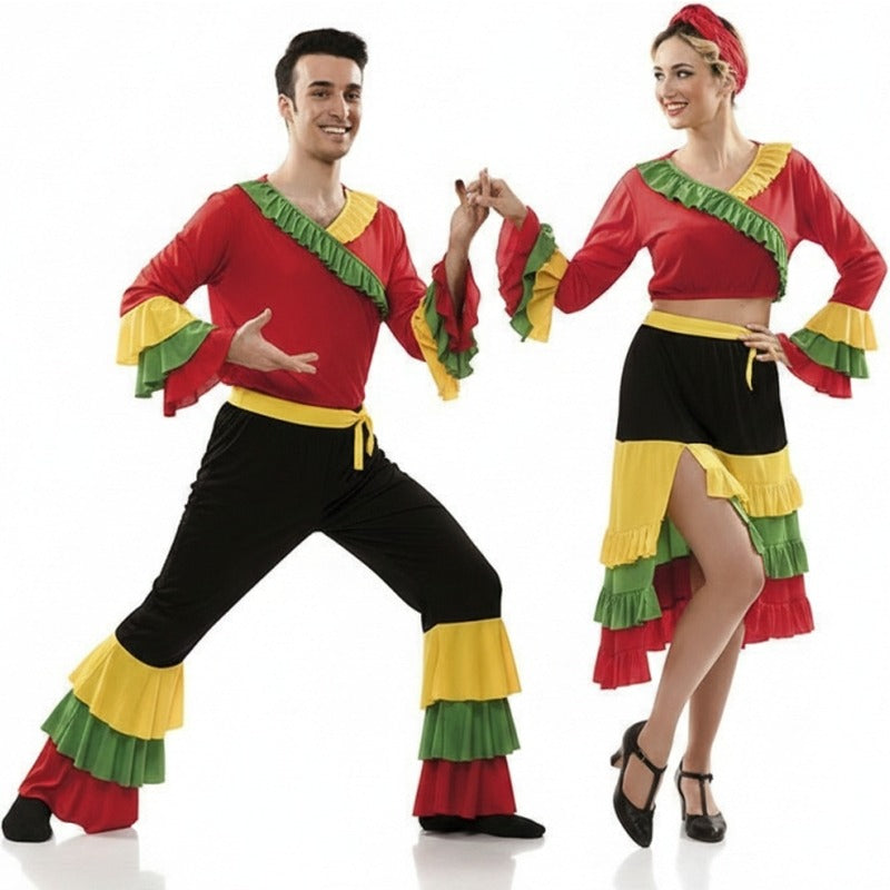 Fatos de casal Bailarinos Rumba coloridos