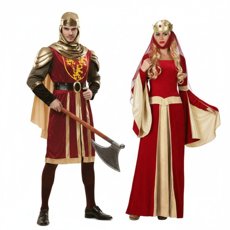 Fatos de casal Cavaleiro das cruzadas e Dama Medieval