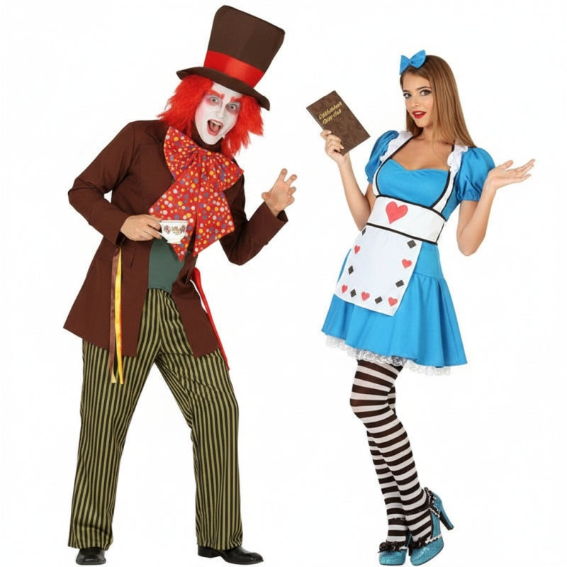 Fatos de casal Chapeleiro Maluco e Alice no País das Maravilhas