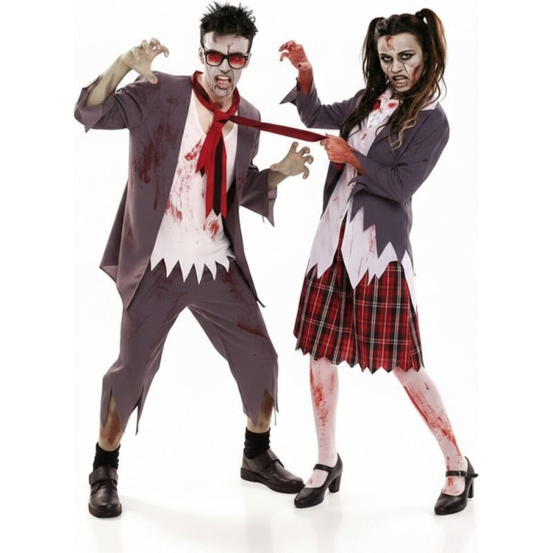 Fatos de casal estudantes zombies sangrentos