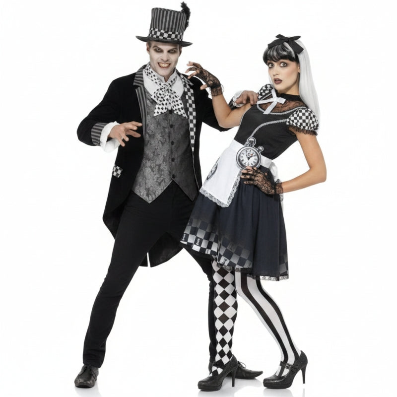 Fatos de casal Chapeleiro Louco e Alice Góticos