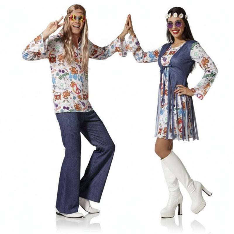 Fatos de casal Hippies Peace