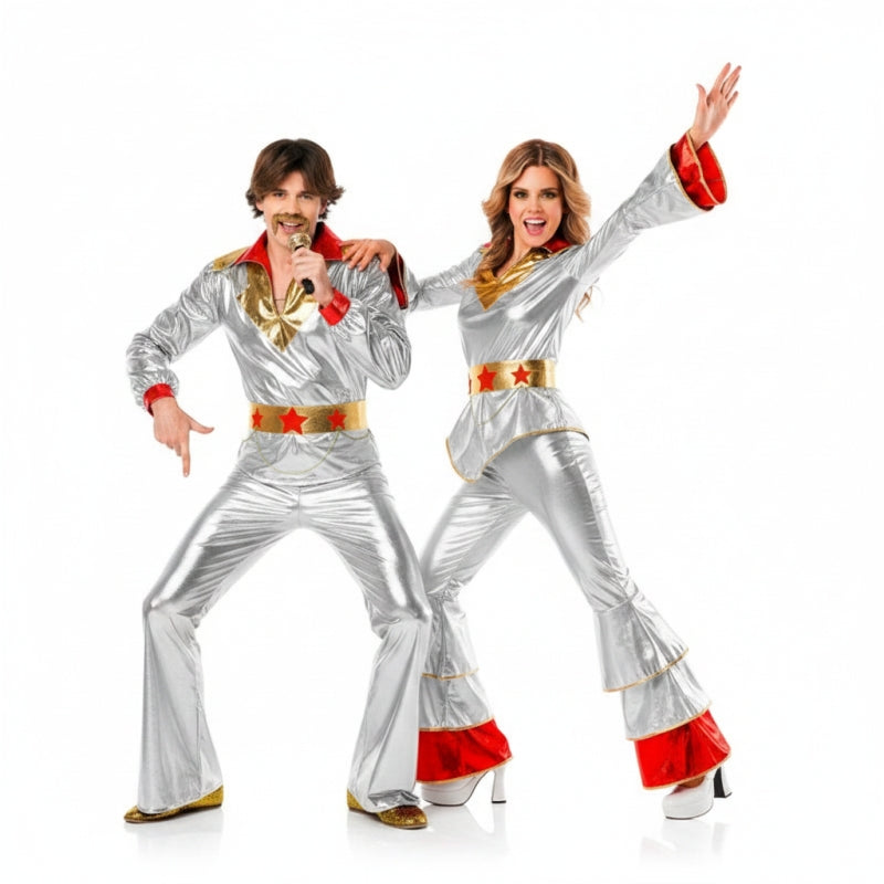 Fatos de casal Disco Abba silver