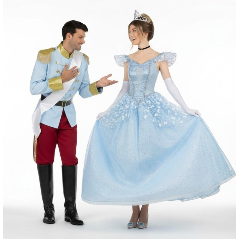 Fatos de casal Príncipe e Cinderela Deluxe