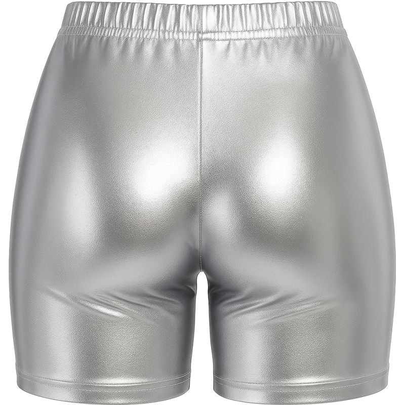Pantalón Corto de disfraz Plata Metalizado para mujer Detalle Bis