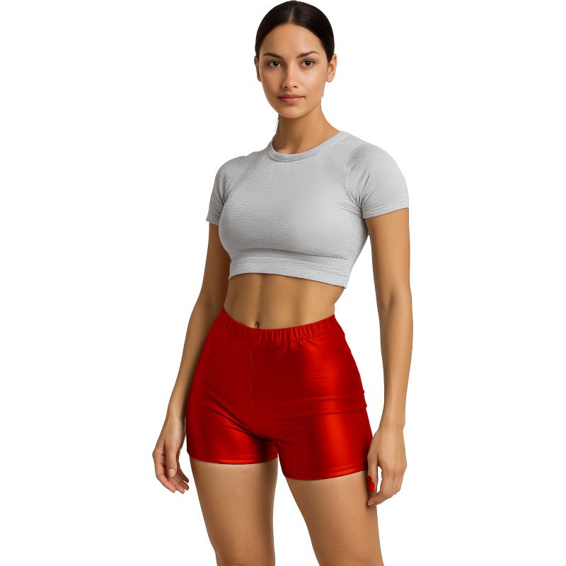 Pantalón Corto de disfraz Rojo Metalizado para mujer