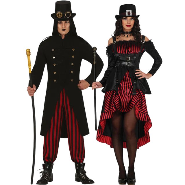 Fato de casal Vampiros Lord e Lady Steampunk